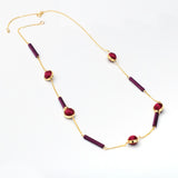 Globe Necklace Gold / Burgandy