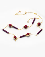Globe Necklace Gold / Burgandy