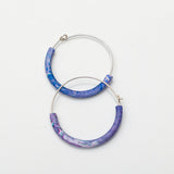 Lavender Purple Weston Silk and Silver Hula Earrings