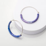 Lavender Purple Weston Silk and Silver Hula Earrings