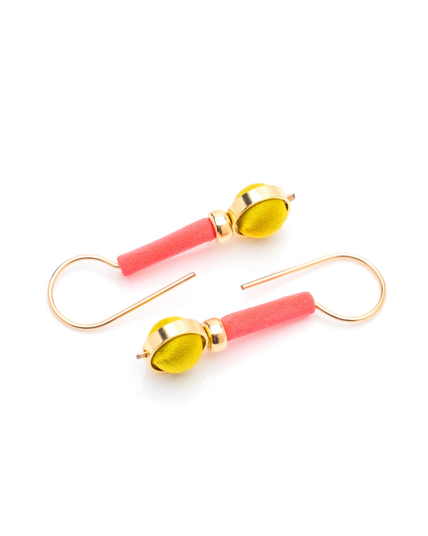 Globe Earrings Coral and Citrine