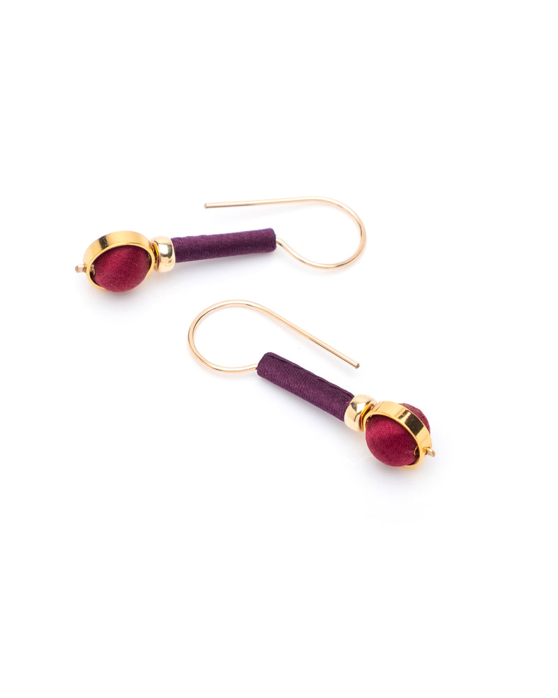 Globe Earrings Burgandy