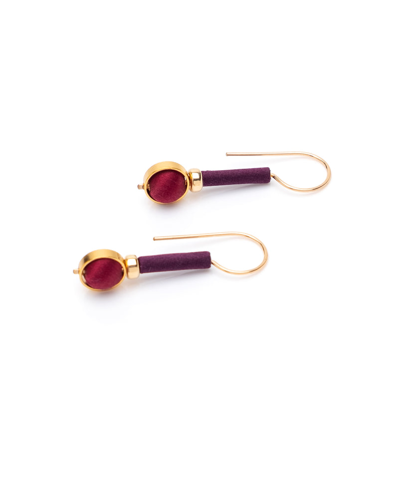 Globe Earrings Burgandy