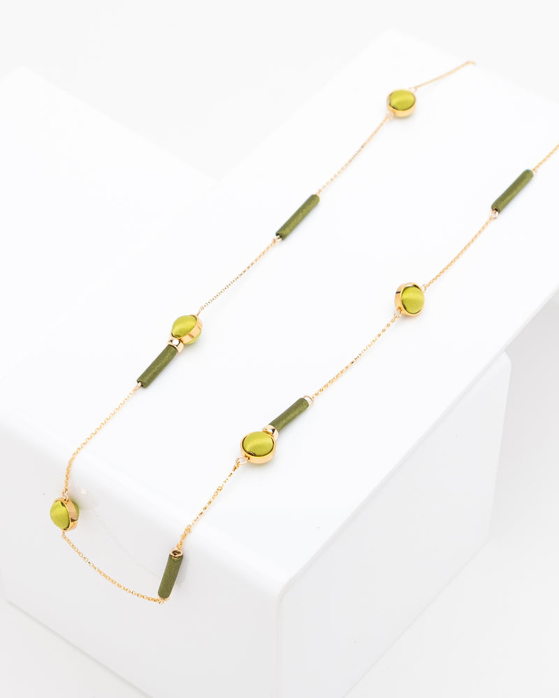 Globe Orbital Necklace in Olive green