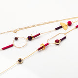 Lumi Necklace Burgandy / Gold