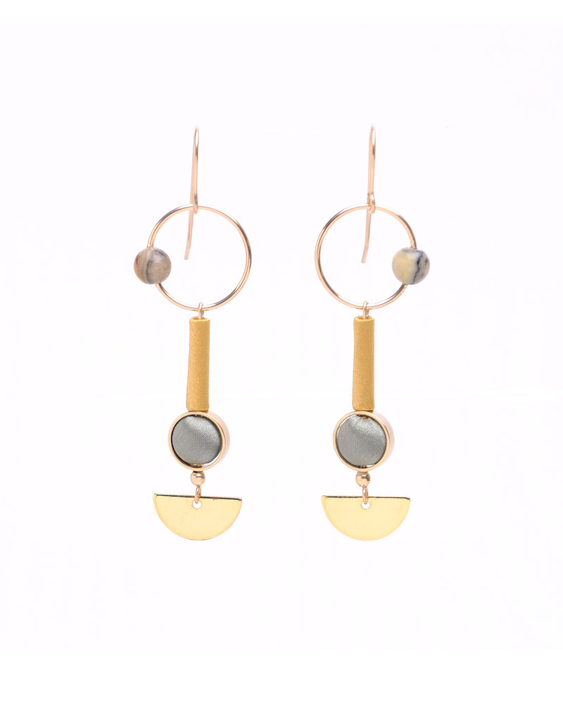 Jets Earrings Gold Ochre / Sage