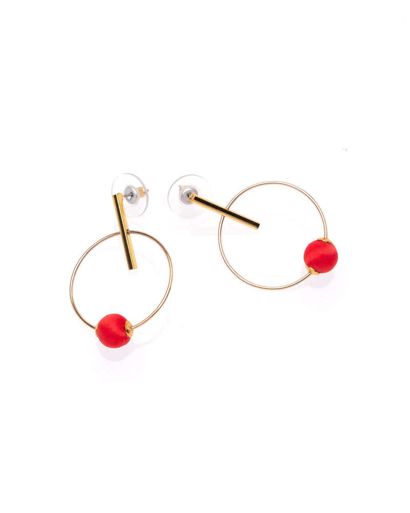 Sale Hoop Stud Fire Red Gold