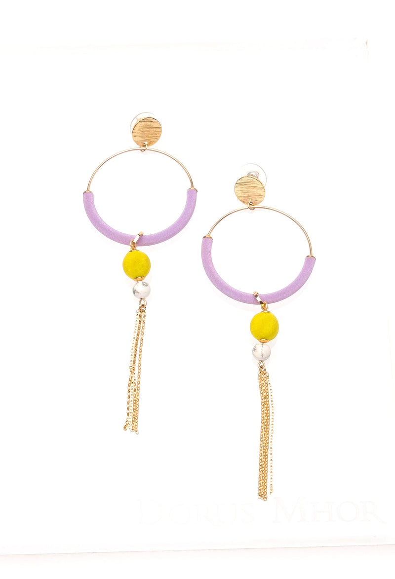 Sale Lula Gold Tassel Earrings Lilac / Neon